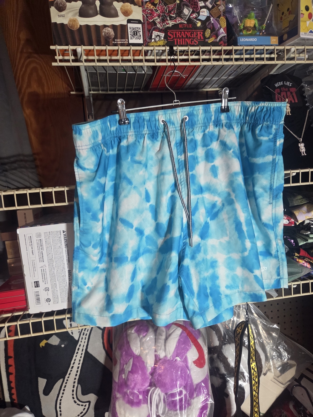 Speedo Blue and White Tie-Dye Swim Trunks